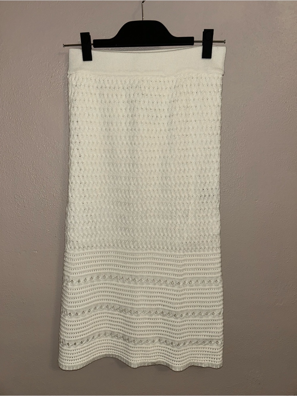Wishlist White crochet Knit Midi Skirt cottagecore
